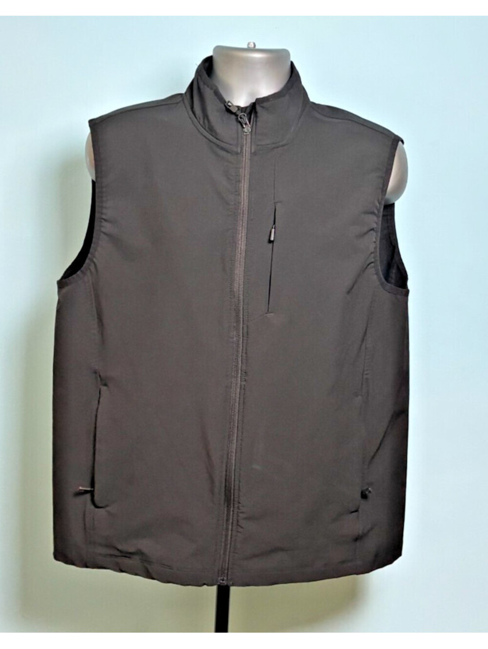 32 Degrees Heat Mens Softshell Vest Black Fleece Lined Full Zip Pockets L Large